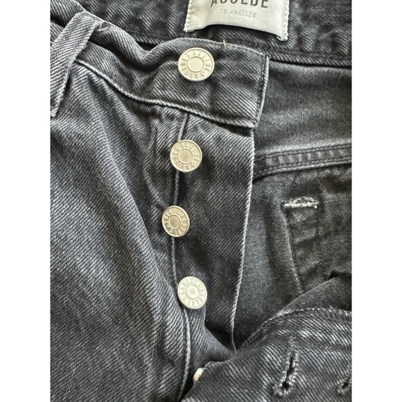 Agolde Parker Shorts Women’s 27 Button Fly Black Raw Hem Distressed - Picture 4 of 10